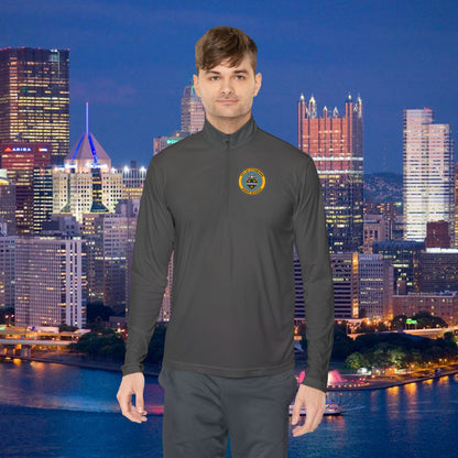 Jagoff Division 1/4 Zip Pullover City of Pittsburgh Emblem Left Chest | Funny PGH Quarter Zip | Steel City Gift | Yinzer Gear