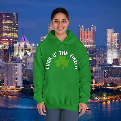 Luck O The Yinzer Hoodie Shamrock Pittsburghese Pullover | Funny St. Patricks Day Hoodie | Pittsburgh Irish Gift