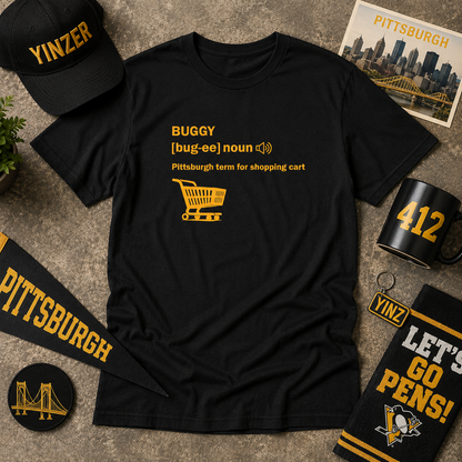 Buggy (Shopping Cart) Pittsburghese Definition T-Shirt | Yinzer Slang PGH Gift | Pittsburgh Humor Tee