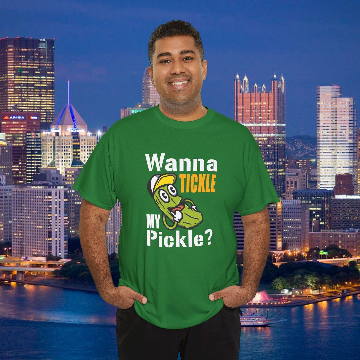 Wanna Tickle My Pickle Shirt  Black & Gold Pittsburgh Hat Funny Yinzer Tee
