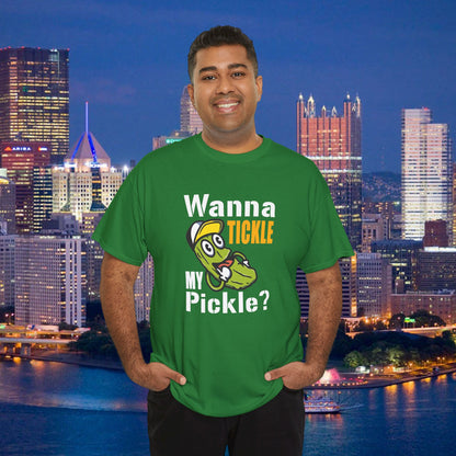 Wanna Tickle My Pickle Shirt  Black & Gold Pittsburgh Hat Funny Yinzer Tee