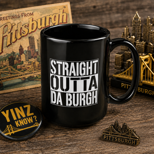 Straight Outta Da Burgh Coffee Mug | Pittsburgh Mug 15oz | Yinzer PGH Gift | Steel City Pride Cup | Funny Hometown Coffee Mug