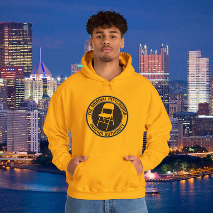 Pittsburgh Parking Chair Hoodie Original Pittsburgh Parking Authority Emblem | Funny Yinzer Pullover | Steel City Gift
