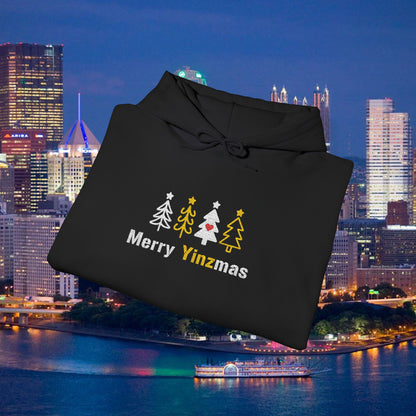Merry Yinzmas Embroidered Hoodie, Pittsburgh Christmas Sweatshirt, Yinzer Holiday Gift, Christmas Tree Pittsburghese Hoodie