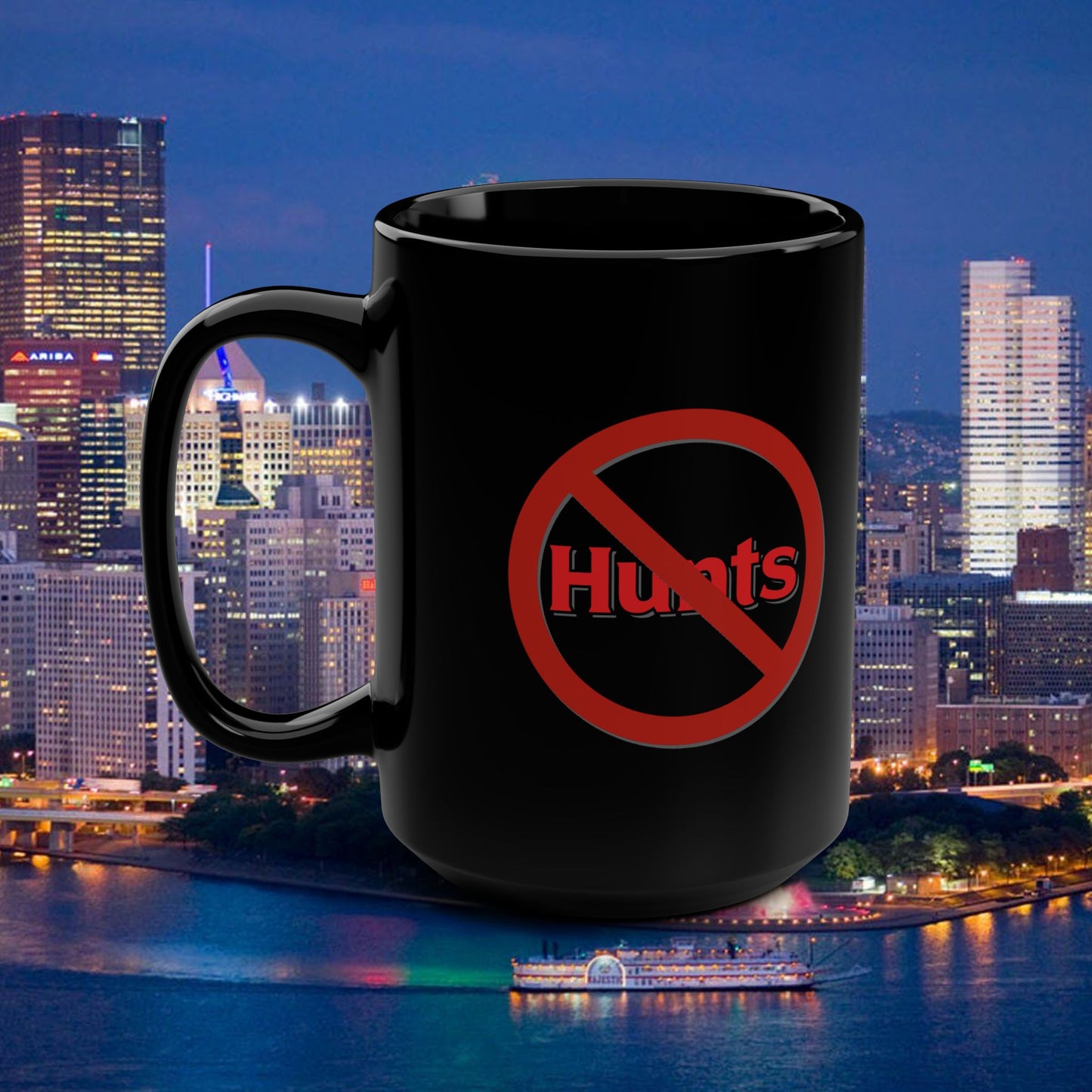 No Hunts Ketchup 15oz Black Mug  | Pittsburgh Heinz Only Coffee Cup | Yinzer Gift