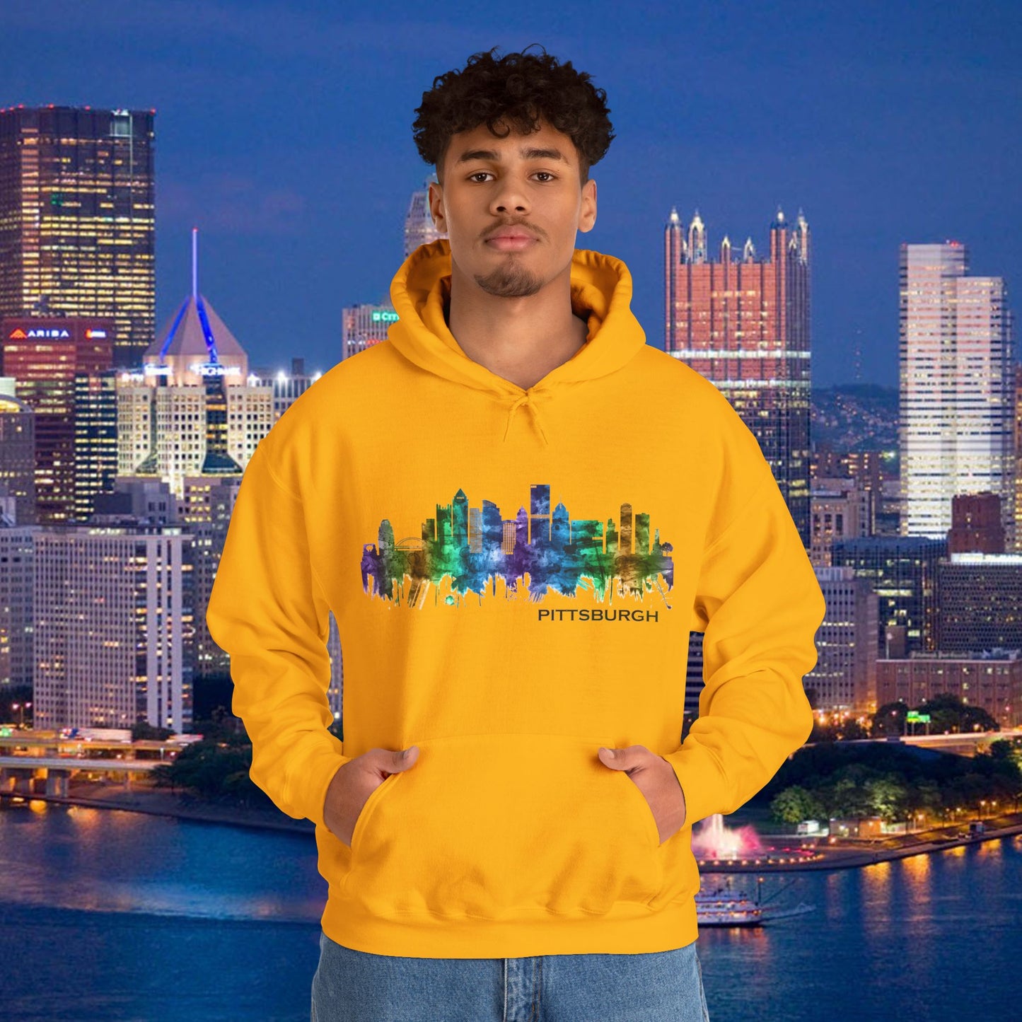 Pittsburgh Skyline Hoodie Stylized Steel City Graphic | PGH Pullover Sweatshirt | Pittsburgh Pride | Pennsylvania Gift