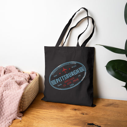 Pittsburgh Airport Travel Stamp Tote Bag PIT Luggage Stamp Design | Pittsburgh Tote | Travel Gift | Steel City Souvenir Bag