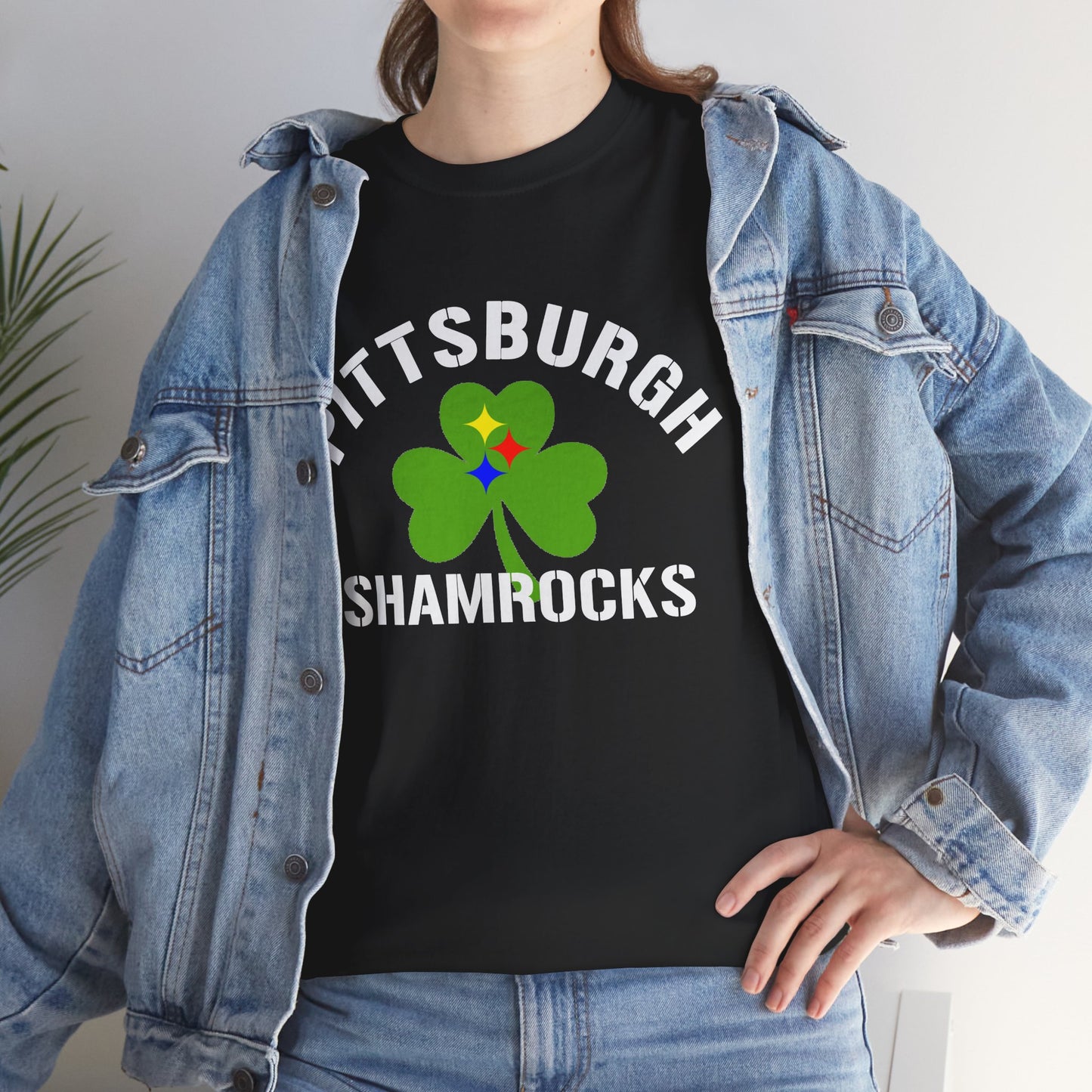 Pittsburgh Shamrocks T-Shirt Shamrock + Steel Stars Graphic Tee | Irish PGH Shirt | St. Patricks Day Pittsburgh Tee | Yinzer Gift