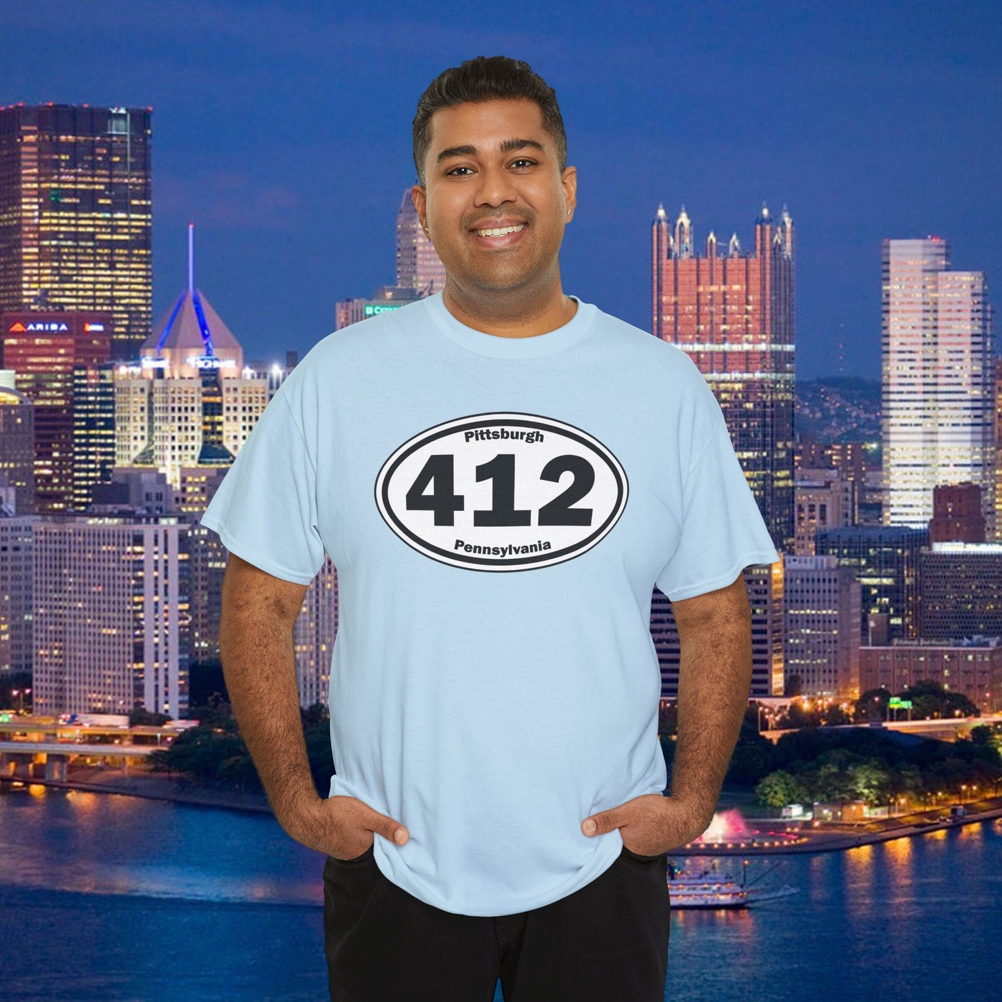 412 Pittsburgh T-Shirt Area Code Tee with Oval Design | Steel City Shirt | Pittsburgh Pride Gift | PA Graphic Tee