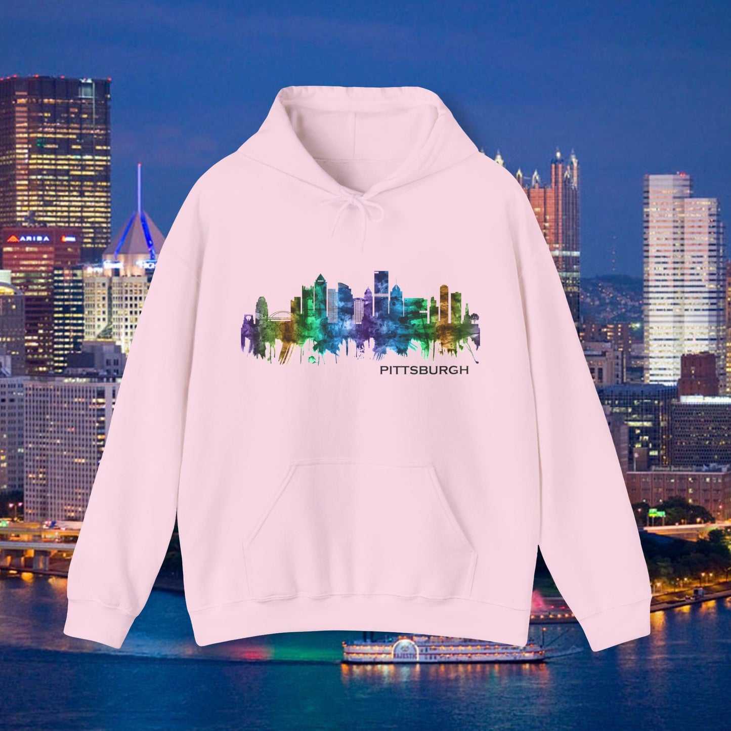Pittsburgh Skyline Hoodie Stylized Steel City Graphic | PGH Pullover Sweatshirt | Pittsburgh Pride | Pennsylvania Gift