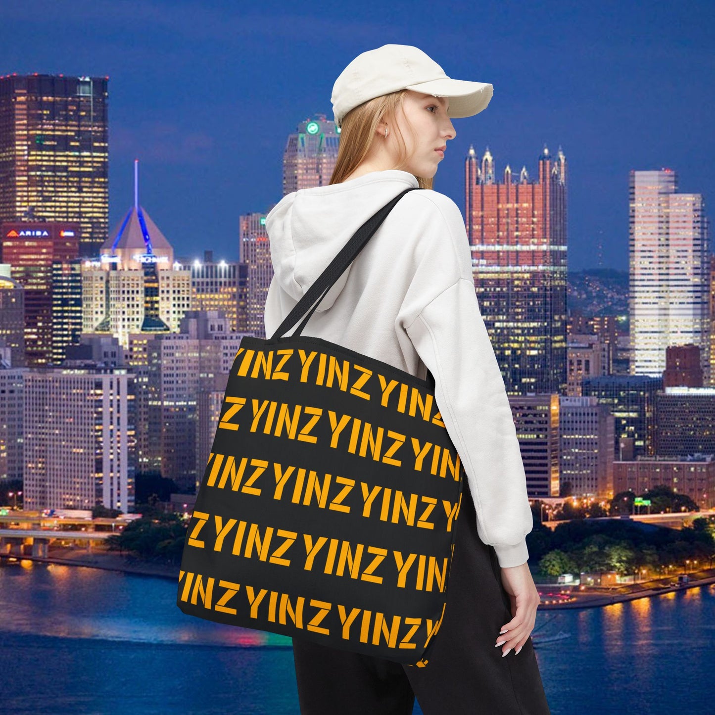 Yinz Pittsburgh Tote Bag 18x18 Canvas | Pittsburghese Pattern Shopper | Reusable Market Bag | Yinzer Gift | Steel City Bag