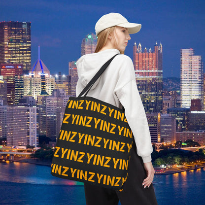 Yinz Pittsburgh Tote Bag 18x18 Canvas | Pittsburghese Pattern Shopper | Reusable Market Bag | Yinzer Gift | Steel City Bag