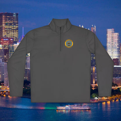 Jagoff Division 1/4 Zip Pullover City of Pittsburgh Emblem Left Chest | Funny PGH Quarter Zip | Steel City Gift | Yinzer Gear