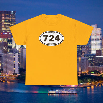 724 Area Code T-Shirt Oval Front Graphic | Western PA Tee | Pittsburgh Region Shirt | Pennsylvania Pride | 724 Gift