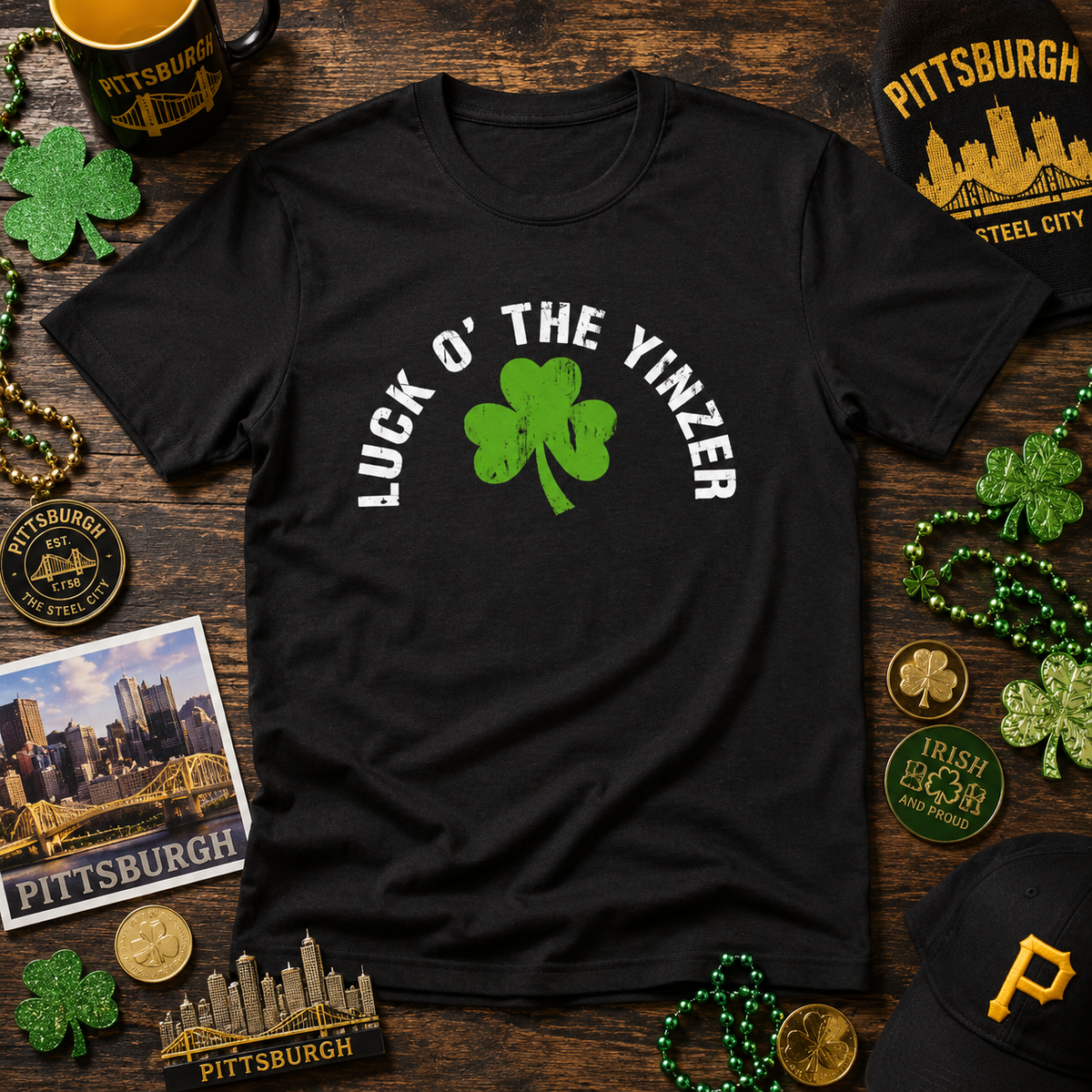 Luck O The Yinzer T-Shirt Shamrock Pittsburghese Tee | Funny St. Patricks Day Shirt | Pittsburgh Irish Gift | Yinzer Tee