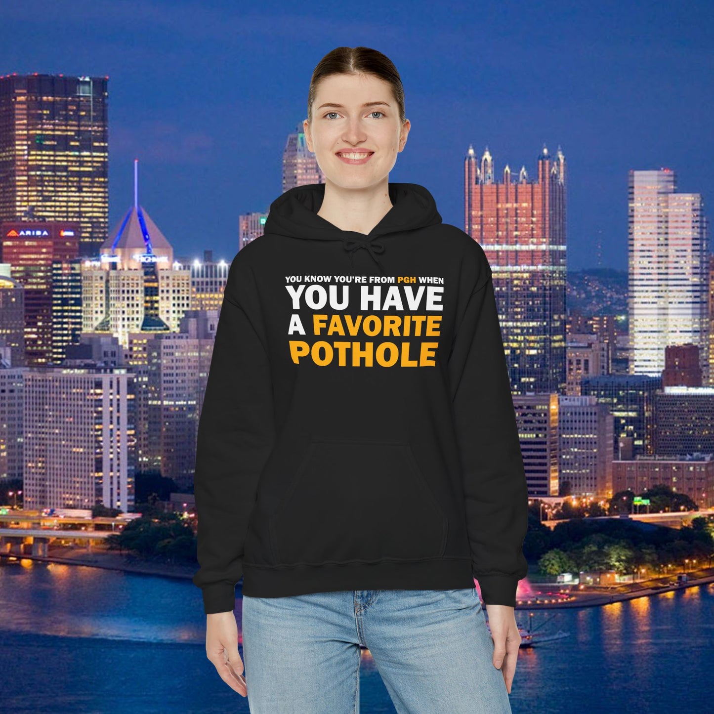 Favorite Pothole Funny Pittsburgh Hoodie You Know Youre From PGH If You Have a Favorite Pothole | Yinzer Steel City Sweatshirt