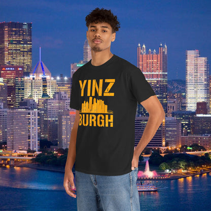 YINZ BURGH Pittsburgh Skyline T-Shirt | Steel City Yinzer Graphic Tee | PGH Downtown Outline Shirt