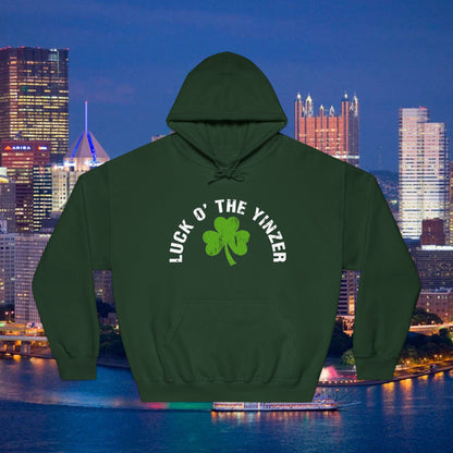 Luck O The Yinzer Hoodie Shamrock Pittsburghese Pullover | Funny St. Patricks Day Hoodie | Pittsburgh Irish Gift