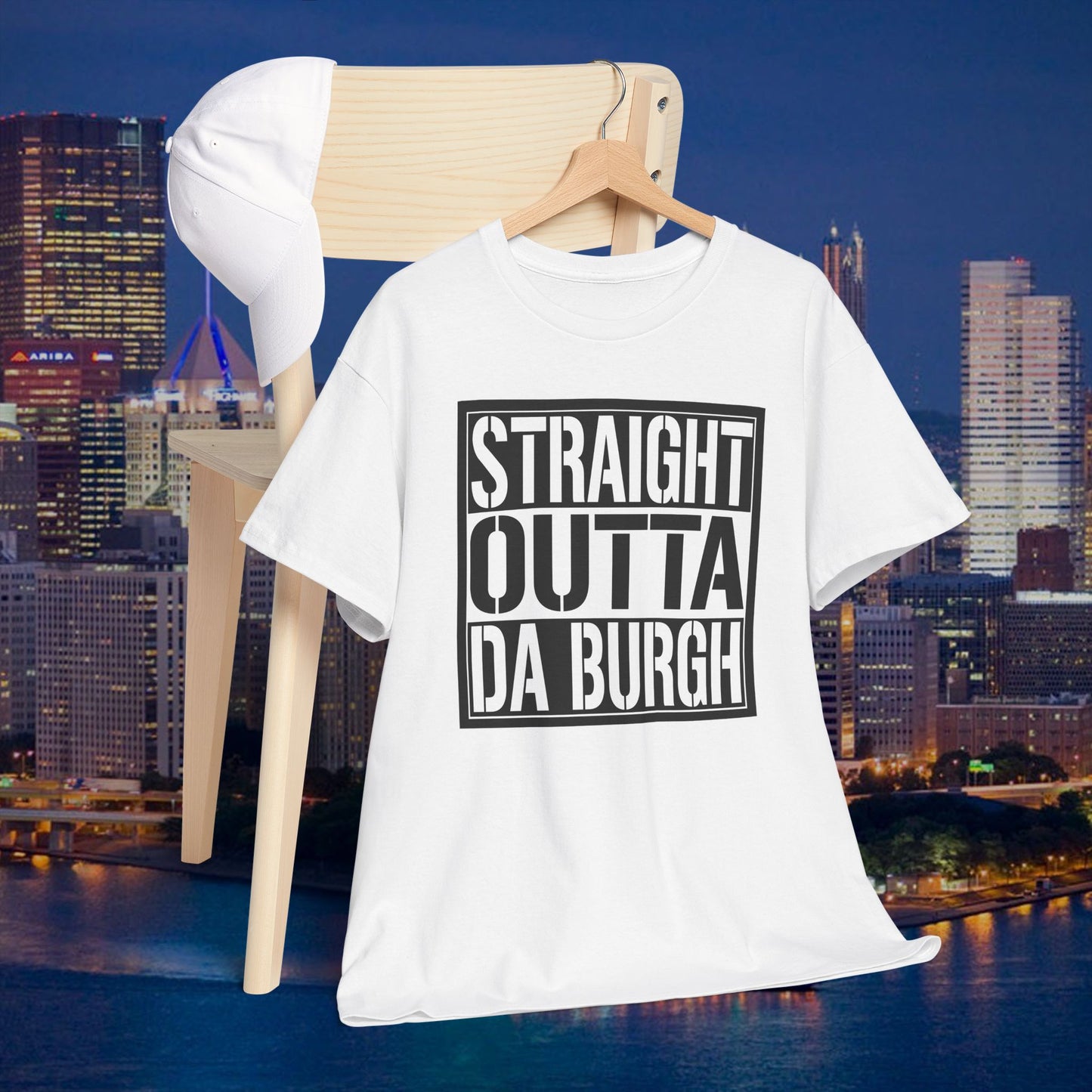 Straight Outta Da Burgh T-Shirt | Pittsburgh Parody Block Tee | Yinzer PGH Humor Shirt | Steel City Gift