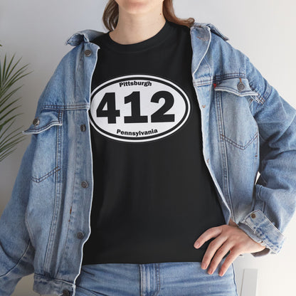 412 Pittsburgh T-Shirt Area Code Tee with Oval Design | Steel City Shirt | Pittsburgh Pride Gift | PA Graphic Tee