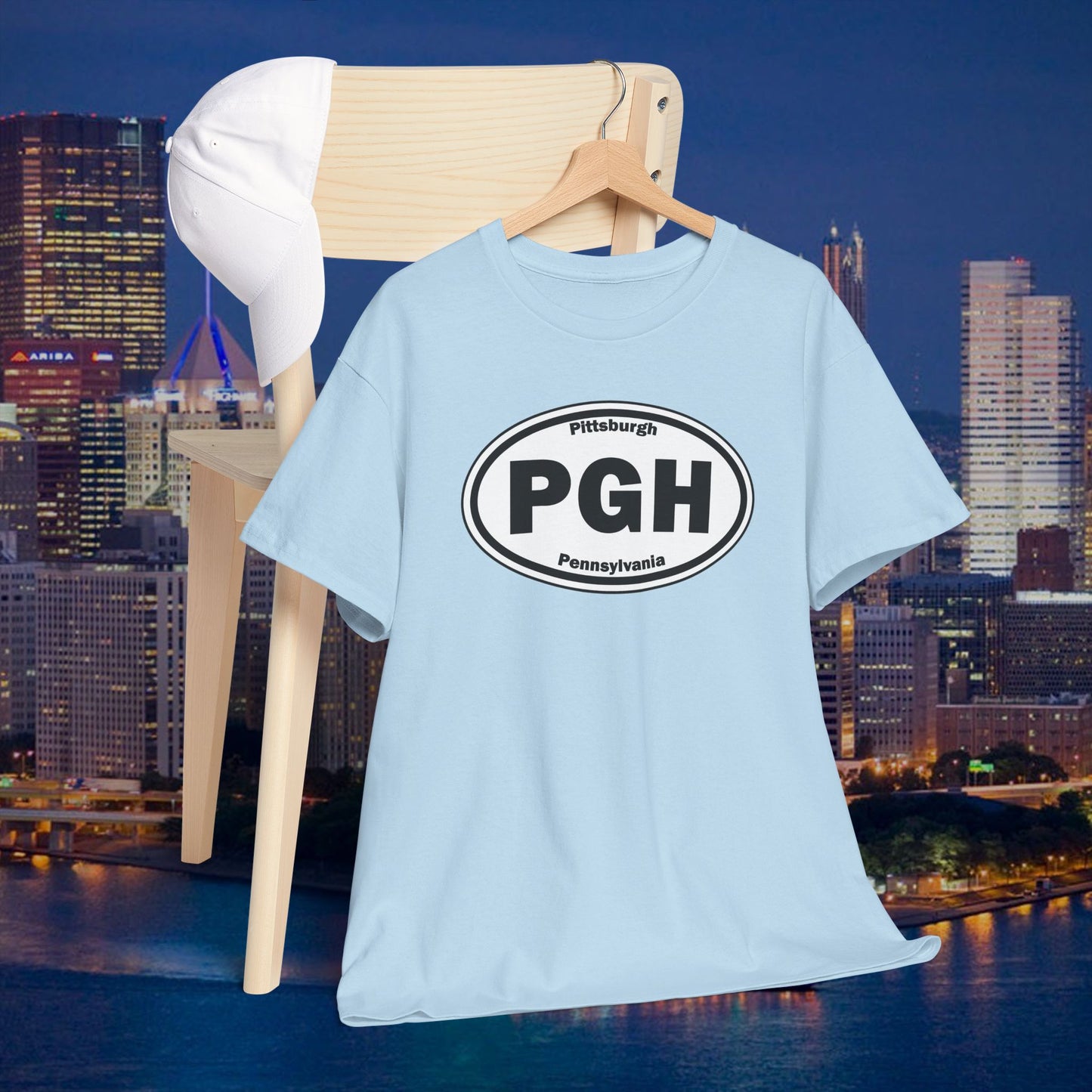 PGH Pittsburgh T-Shirt Oval Logo Front | Steel City Tee | Pittsburgh Pride Shirt | Pennsylvania Graphic Tee | PGH Gift