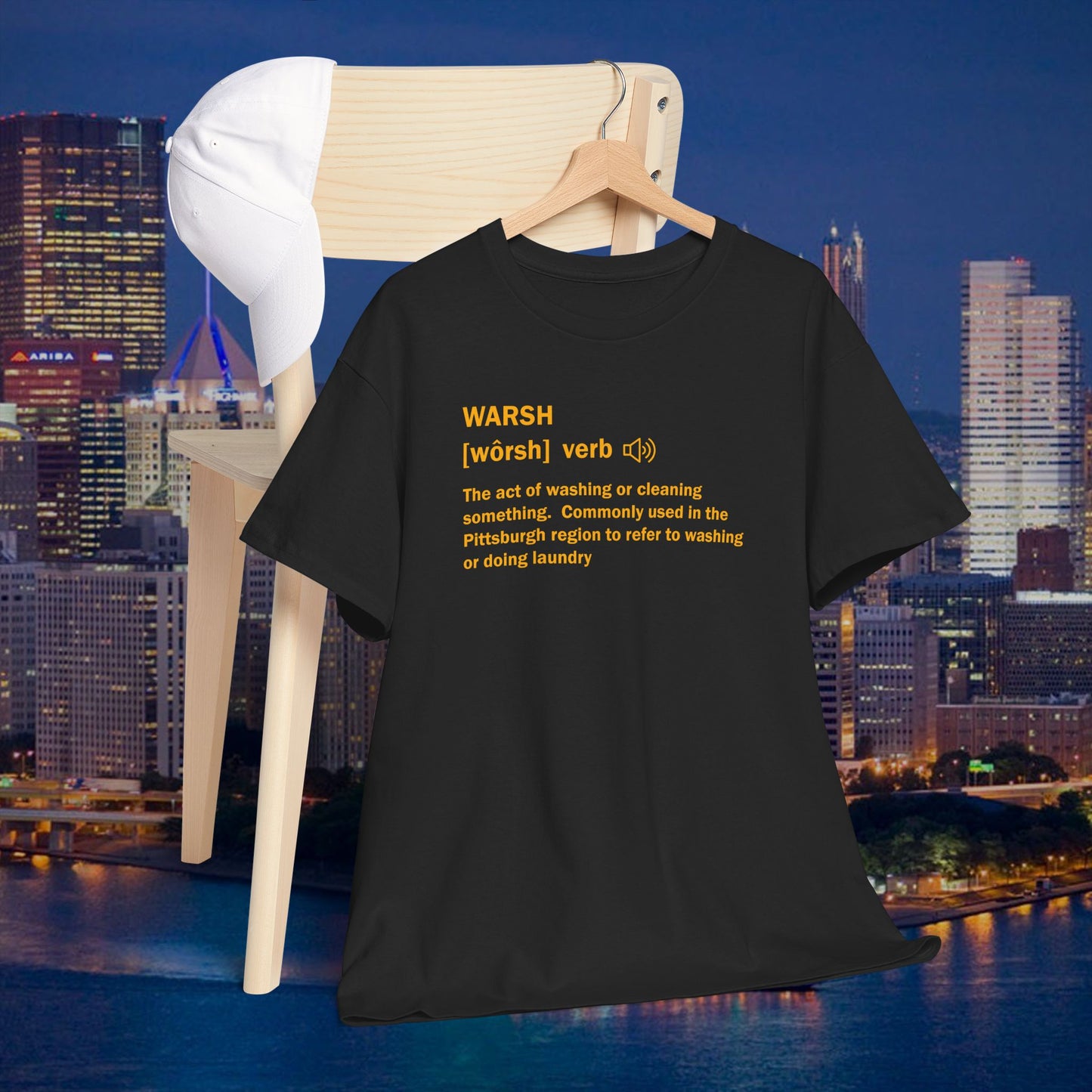 Warsh (Wash) Pittsburghese Definition T-Shirt | Yinzer Slang PGH Shirt | Pittsburgh Humor Tee