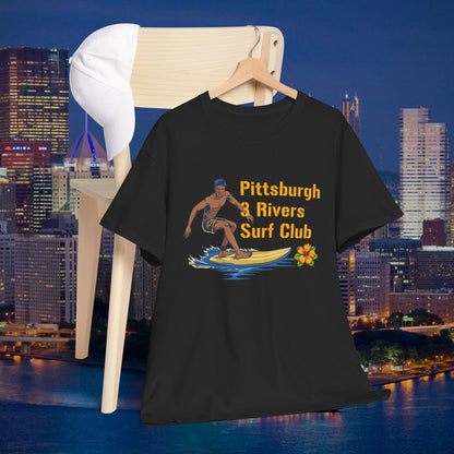 3 Rivers Surf Club T-Shirt | Pittsburgh Parody Surf Tee | Yinzer River Life Shirt | Steel City Humor Graphic Tee | PGH Gift