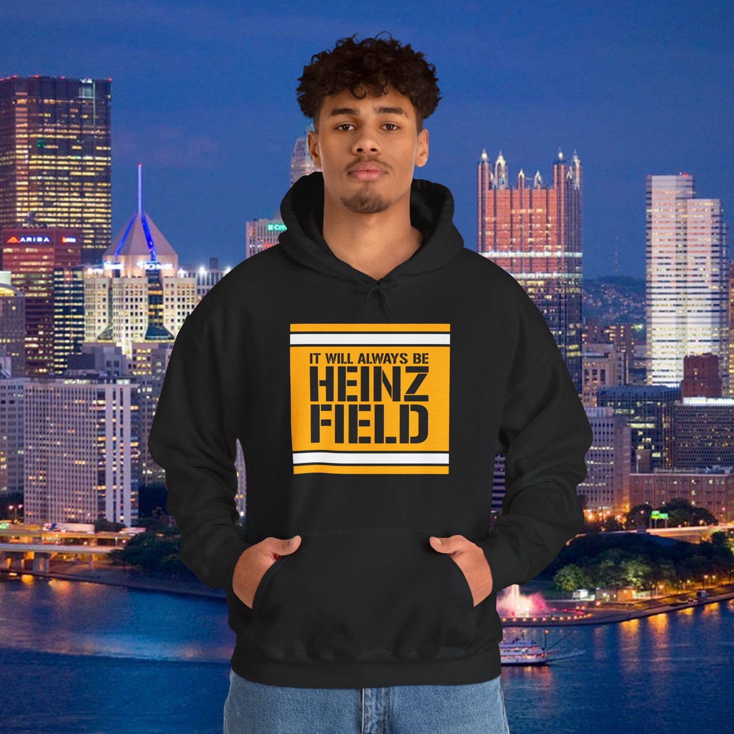 It Will Always Be Heinz Field Hoodie | Pittsburgh Football Hoodie | Yinzer Stadium Name Sweatshirt | Black and Gold Fan Gift
