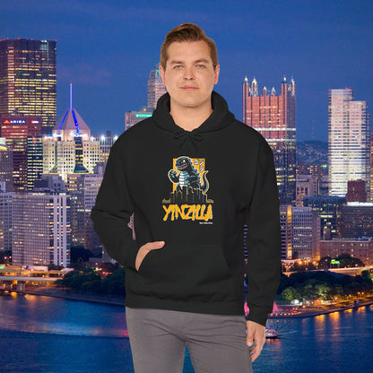 Yinzilla Pittsburgh Hoodie, Yinzer Monster Skyline Sweatshirt, Pittsburghese Hoodie, Steel City Lizard Monster Pullover