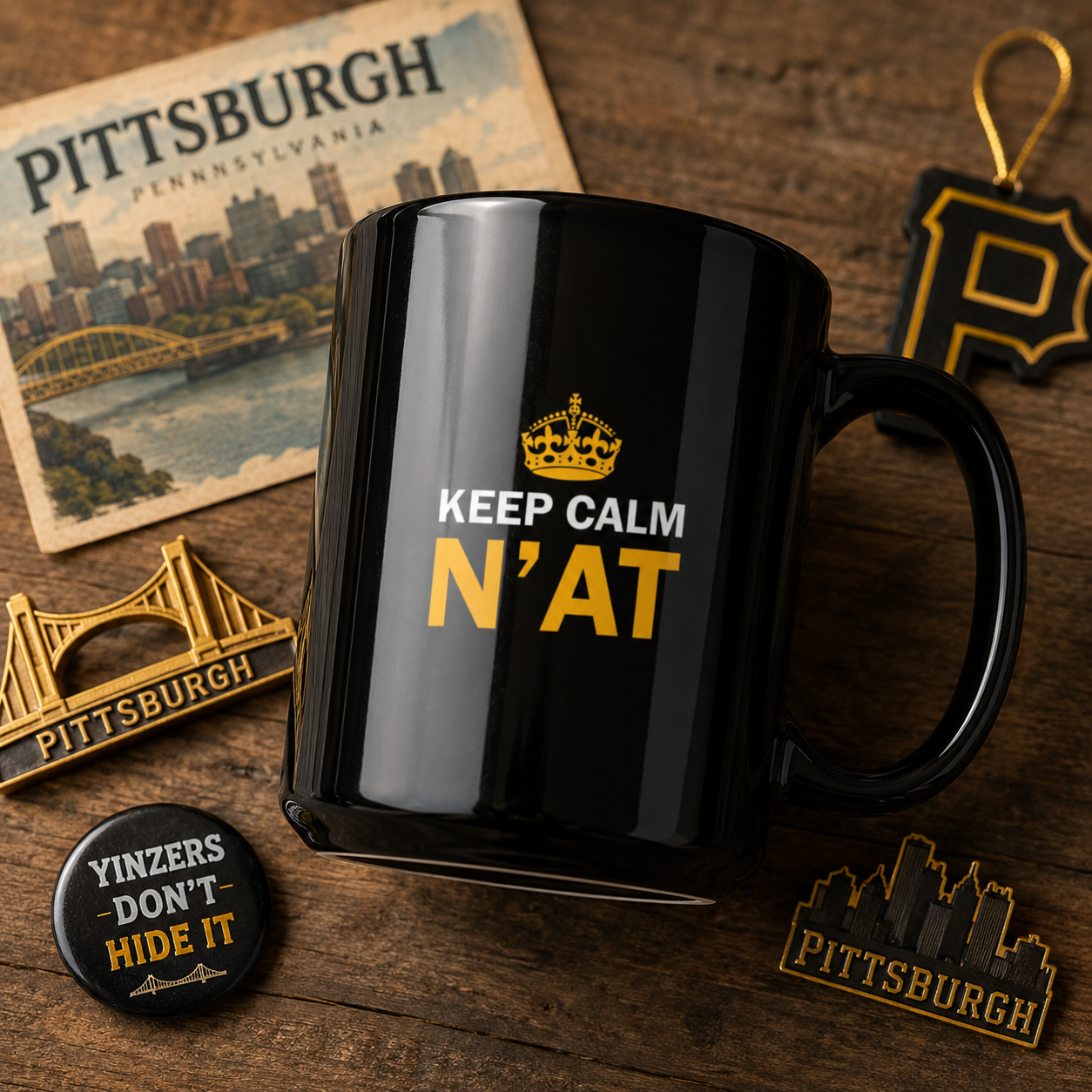 Keep Calm Nat 15oz Coffee Mug | Pittsburghese Mug | Funny Yinzer Cup | PGH Slang Gift | Pittsburgh Coffee Mug