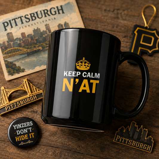 Keep Calm Nat 15oz Coffee Mug | Pittsburghese Mug | Funny Yinzer Cup | PGH Slang Gift | Pittsburgh Coffee Mug