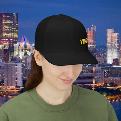 YIINZ Trucker Hat Embroidered | Pittsburghese Snapback Cap | Yinzer Humor | Black & Gold Style | PGH Gift