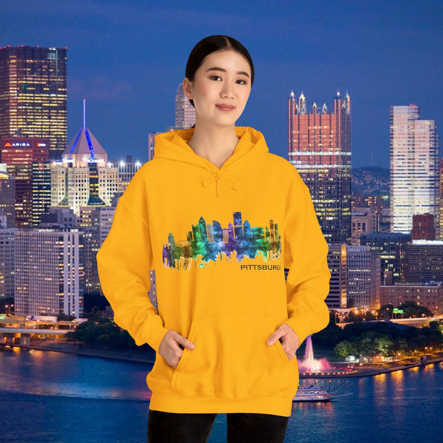 Pittsburgh Skyline Hoodie Stylized Steel City Graphic | PGH Pullover Sweatshirt | Pittsburgh Pride | Pennsylvania Gift