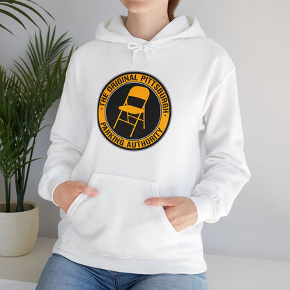 Pittsburgh Parking Chair Hoodie Original Pittsburgh Parking Authority Emblem | Funny Yinzer Pullover | Steel City Gift