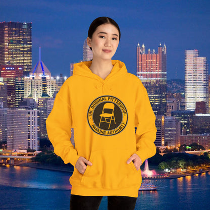 Pittsburgh Parking Chair Hoodie Original Pittsburgh Parking Authority Emblem | Funny Yinzer Pullover | Steel City Gift