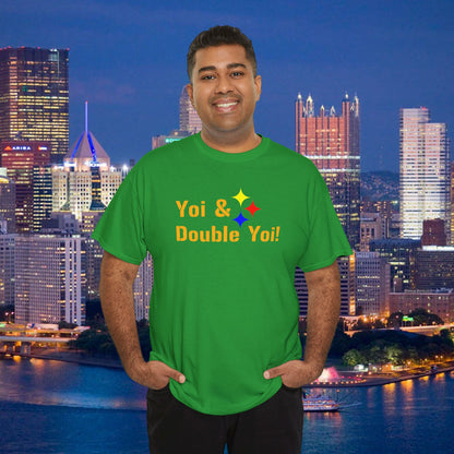 Yoi and Double Yoi! Pittsburghese T-Shirt | Vintage Steelers Fan Saying | Yinzer Sports Call Tee | Pittsburgh Football Humor Shirt