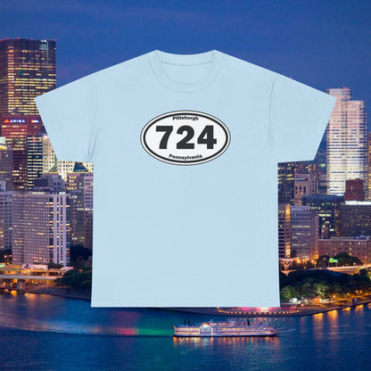 724 Area Code T-Shirt Oval Front Graphic | Western PA Tee | Pittsburgh Region Shirt | Pennsylvania Pride | 724 Gift