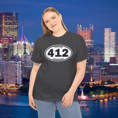 412 Pittsburgh T-Shirt Area Code Tee with Oval Design | Steel City Shirt | Pittsburgh Pride Gift | PA Graphic Tee
