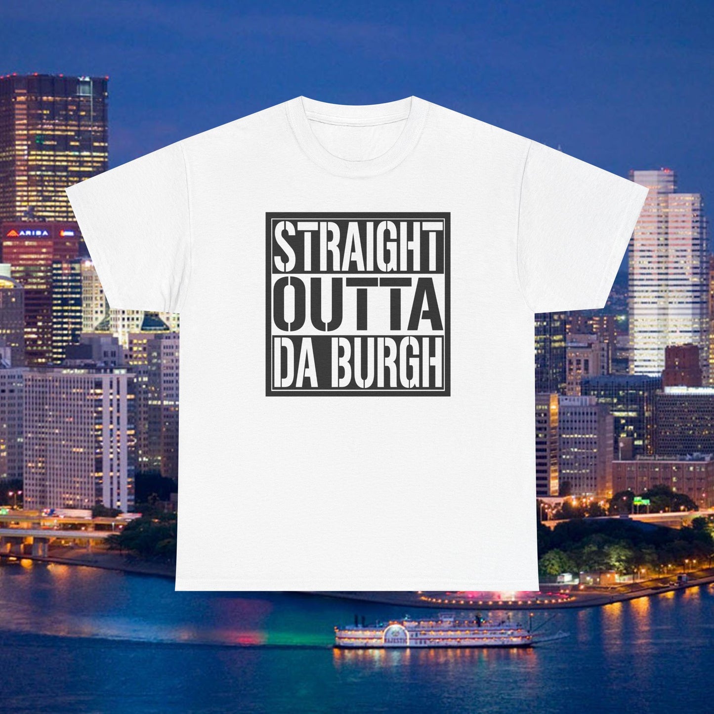 Straight Outta Da Burgh T-Shirt | Pittsburgh Parody Block Tee | Yinzer PGH Humor Shirt | Steel City Gift