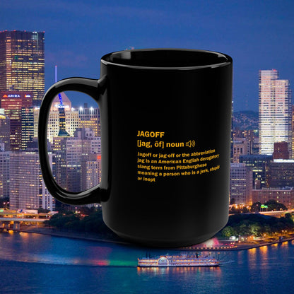 Jagoff Definition 15oz Coffee Mug | Pittsburghese Slang Mug | Yinzer Humor Cup | PGH Steel City Gift | Funny Pittsburgh Mug