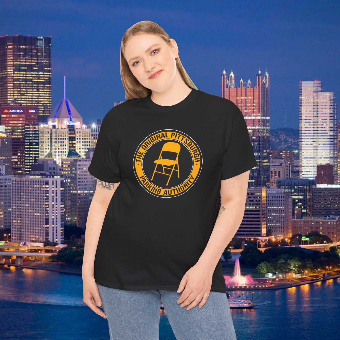 Original Pittsburgh Parking Authority T-Shirt | Folding Chair Parking Spot Saver | Pittsburgh Humor Jagoff Yinzer PGH Tee
