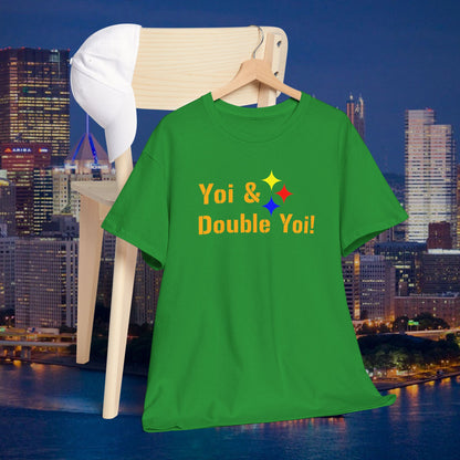 Yoi and Double Yoi! Pittsburghese T-Shirt | Vintage Steelers Fan Saying | Yinzer Sports Call Tee | Pittsburgh Football Humor Shirt