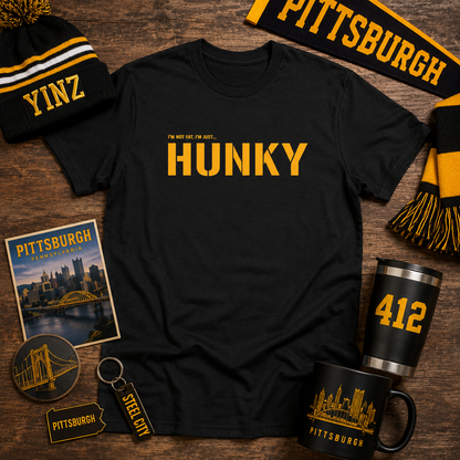 HUNKY T-Shirt | Pittsburghese Yinzer Humor Tee | Funny PGH Shirt | Steel City Pride Graphic | Pittsburgh Gift