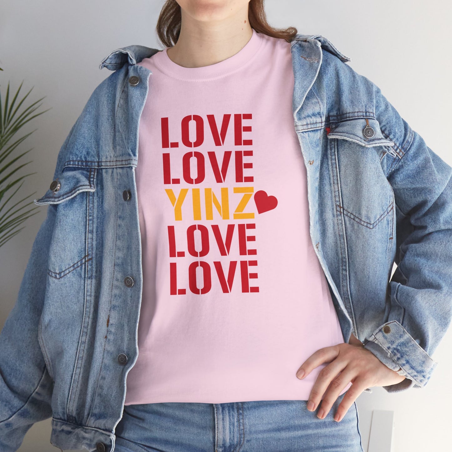 LOVE YINZ T-Shirt with Heart | Pittsburghese Yinzer Tee | PGH Pride Shirt | Black & Gold Love | Pittsburgh Gift