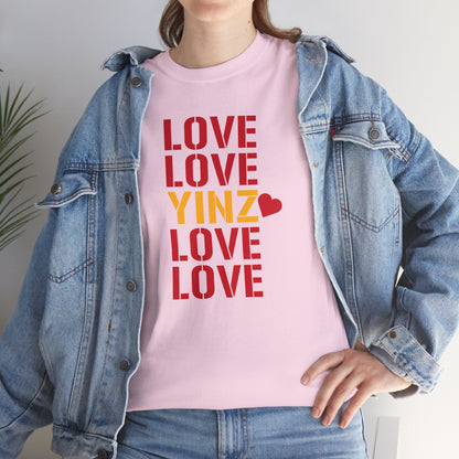 LOVE YINZ T-Shirt with Heart | Pittsburghese Yinzer Tee | PGH Pride Shirt | Black & Gold Love | Pittsburgh Gift