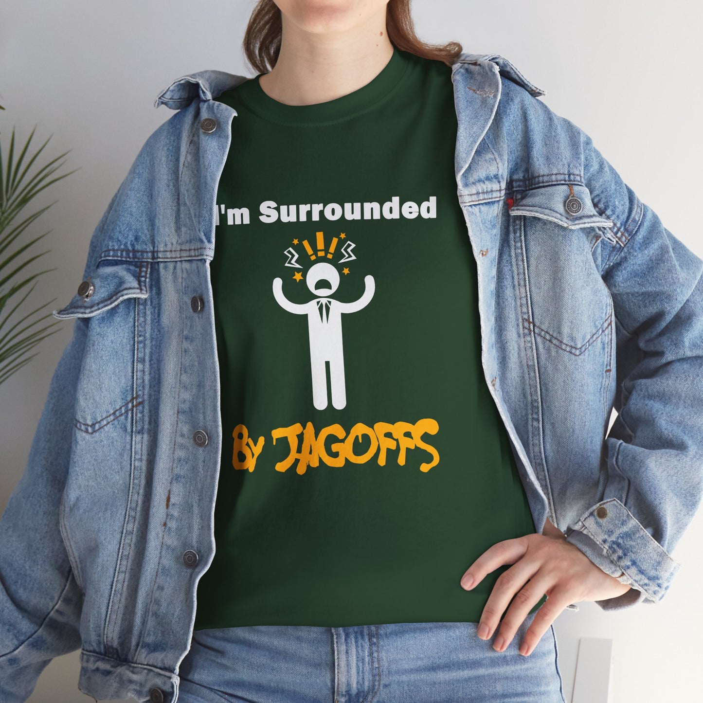 Im Surrounded by Jagoffs Shirt, Funny Pittsburghese Tee, Yinzer Humor T Shirt, Sarcastic Pittsburgh Gift, Stressed Stick Figure Graphic Tee