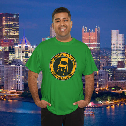 Original Pittsburgh Parking Authority T-Shirt | Folding Chair Parking Spot Saver | Pittsburgh Humor Jagoff Yinzer PGH Tee