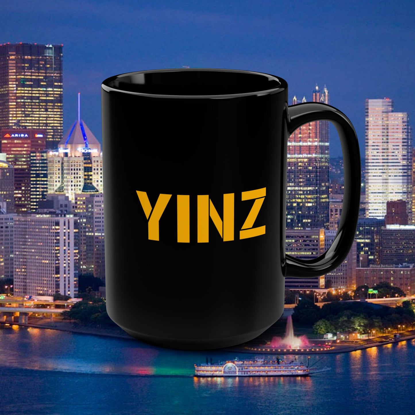 YINZ Pittsburgh Mug 15oz Black Coffee Mug | Pittsburghese Gift | Yinzer Cup | Steel City Coffee Mug | PA Pride