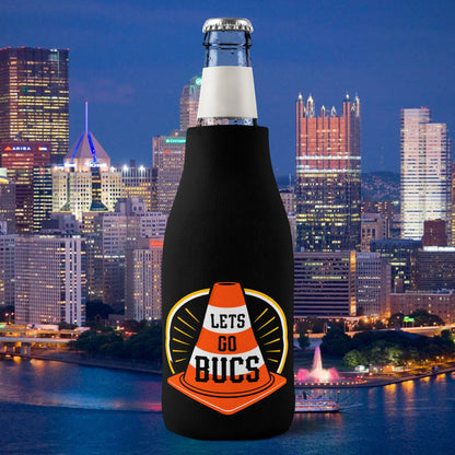 Hoist the Cone Bottle Coozie, Lets Go Bucs Zip-Up Holder, Pittsburgh Baseball Fan Gift, Funny Game Day Drink Sleeve