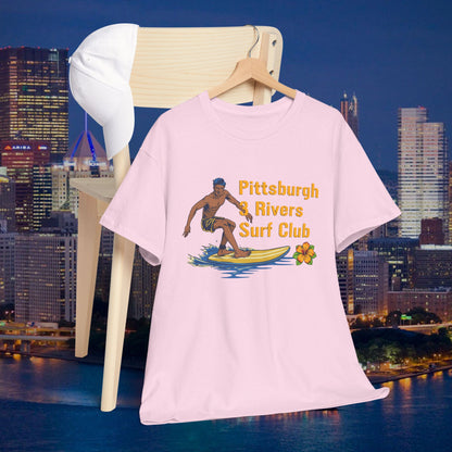 3 Rivers Surf Club T-Shirt | Pittsburgh Parody Surf Tee | Yinzer River Life Shirt | Steel City Humor Graphic Tee | PGH Gift